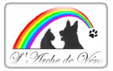 logo de l'association Arche de Véra avec un chien, un chat et un arc en ciel